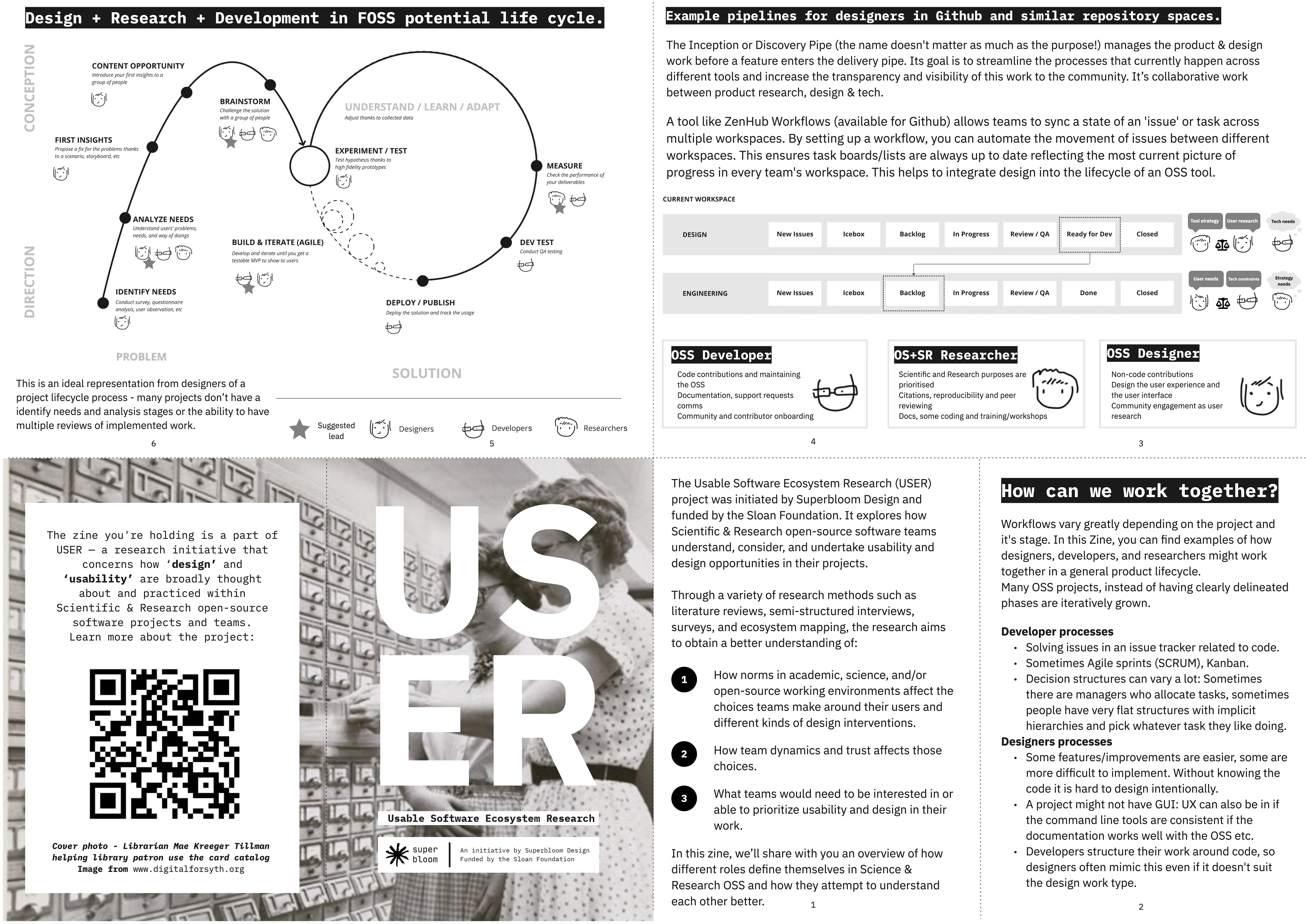 Zine 2.2: How can we work together? Design + Science & Research + Development in OSS